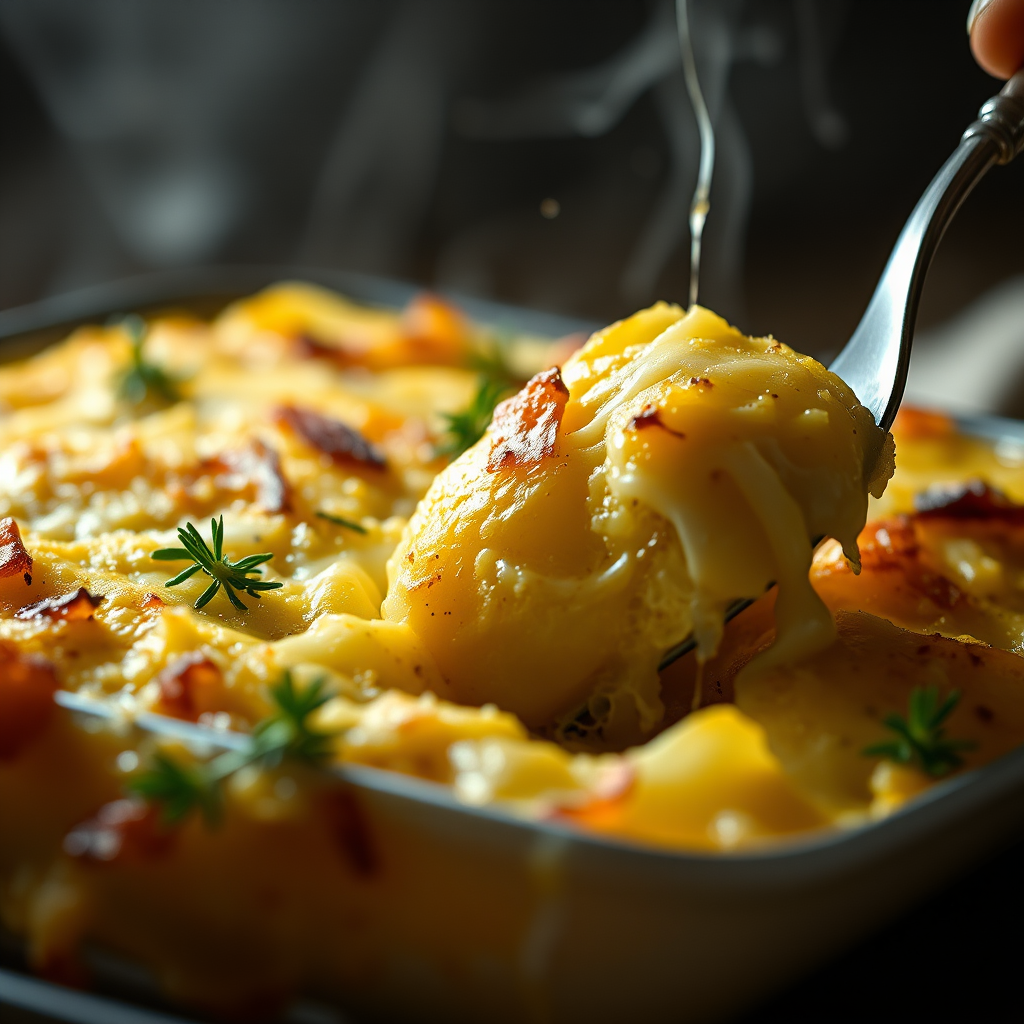 Kartoffelgratin mit Käse überbacken