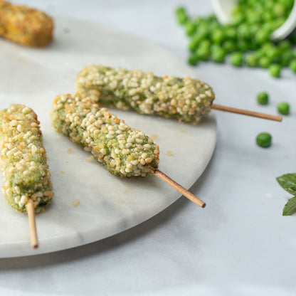 Veggie Stick Pea & Mint auf einem Bulgursalat "grüne Minze"